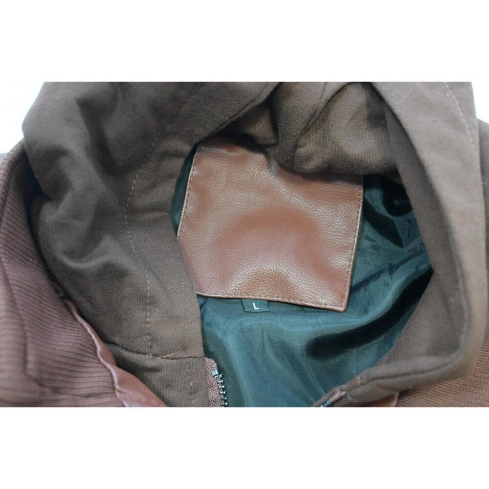NFL‎ Cleveland Browns Pleather Military Cargo Jacket Hooded Mens Size Large - Picture 9 of 11